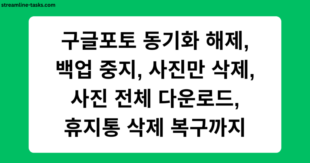 구글포토 동기화 해제, 백업 중지, 사진만 삭제, 사진 전체 다운로드, 휴지통 삭제 복구까지